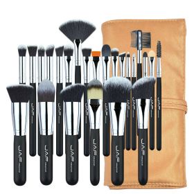 24 Sets Of Makeup Brushes Soft Hair Makeup Tools Wooden Handle Nylon Hair PU Bag Makeup Brush Set - J2404YC-B