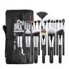 24 Sets Of Makeup Brushes Soft Hair Makeup Tools Wooden Handle Nylon Hair PU Bag Makeup Brush Set - J2425YC-B