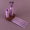 Makeup Brushes 3 Set 5Pcs Soft Bristles Cosmetic Brush Portable Eye Brushes for Women & Girls - purple