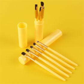 Makeup Brushes 3 Set 5Pcs Soft Bristles Cosmetic Brush Portable Eye Brushes for Women & Girls - yellow