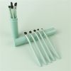 Makeup Brushes 3 Set 5Pcs Soft Bristles Cosmetic Brush Portable Eye Brushes for Women & Girls - green