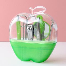 Creative Apple-Shaped Nail Tool 8 Pieces Manicure and Eyebrow Clipper Sets - GREEN