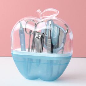 Creative Apple-Shaped Nail Tool 8 Pieces Manicure and Eyebrow Clipper Sets - BLUE