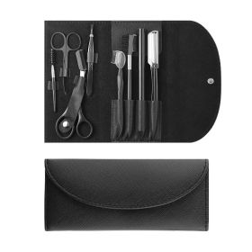 Stainless Steel Eyebrow Set Beauty Makeup Tool Set of Nine - BLACK1