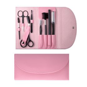 Stainless Steel Eyebrow Set Beauty Makeup Tool Set of Nine - PINK2