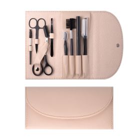 Stainless Steel Eyebrow Set Beauty Makeup Tool Set of Nine - KHAKKI1