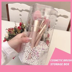 PS Plastic Makeup Brush Transparent Acrylic Lipstick Lipstick Pearl Storage Box - Cylindrical box||Mixed color pearls