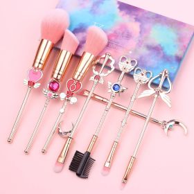 8pcs Sailor Moon Makeup Brush Set Cosmetic Tools Eye Liner Shader Foundation Powder Brushes - Rose Gold