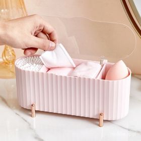 IN STOCK Desktop Makeup Cotton Storage Box dustproof Cotton Swabs Makeup Remover Pads Powder Puff Organizer Case With C - Pink