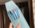 Morandi Color Matching Makeup Brush 8 Pcs Set Foundation Eye Shadow Blush Brush - blue