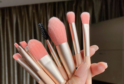 Morandi Color Matching Makeup Brush 8 Pcs Set Foundation Eye Shadow Blush Brush - pink