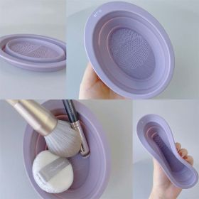 Silicone Washing Pad Makeup Brush Cleaning Cup Folding Bowl Large Beauty Tools Makeup Brush Cleaning Pad - Gray