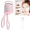 Eyelash Curler Portable Electric Heated Comb Eye Lash Perm Long Lasting Eyelashes Curls Thermal Eyelash Curler Makeup Tools - White