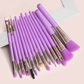 Maange 15Pcs Professional Eyes Makeup Brushes Set Wood Handle Eyeshadow Eyebrow Eyeliner Blending Powder Smudge Brush - Fluorescent purple