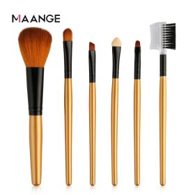 6 PCs/Set Makeup Brushes Tool Set Cosmetic Powder Eye Shadow Foundation Blush Blending Beauty Make Up Brush Maquiagem - Golden