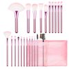 22 Piece Makeup Brush Set; Professional Pink Foundation Eyeshadow Brushes with Storage Bag For Girls - default