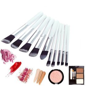 Professional Makeup Brushes Set Eyeshadow Eyeliner Powder Foundation Eyeshaow Powder Kit Set Beauty - White - 10 Pcs