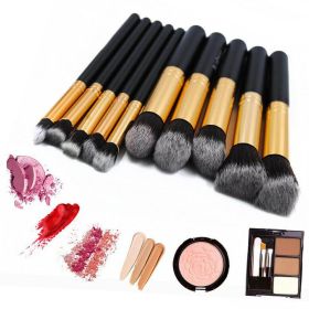 Professional Makeup Brushes Set Eyeshadow Eyeliner Powder Foundation Eyeshaow Powder Kit Set Beauty - Black - 10 Pcs