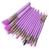 Maange 15Pcs Professional Eyes Makeup Brushes Set Wood Handle Eyeshadow Eyebrow Eyeliner Blending Powder Smudge Brush - Fluorescent purple