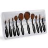 10-PCS Oval-Shaped Makeup Brush Set - Black