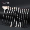 MAANGE 12 Pcs Makeup Brushes Set Eyeshadow Eyeliner Eyelash Eyebrow Brush Beauty Make up Blending Tools Maquiagem - Black