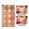 8 Colors Face Blush Palette Light Luxury Blush Palette Matte Blush Powder Bright Shimmer Face Blush Contour and Highlight Blush Palette - A