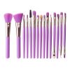 Maange 15Pcs Professional Eyes Makeup Brushes Set Wood Handle Eyeshadow Eyebrow Eyeliner Blending Powder Smudge Brush - Fluorescent purple