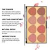 8 Colors Face Blush Palette Light Luxury Blush Palette Matte Blush Powder Bright Shimmer Face Blush Contour and Highlight Blush Palette - A