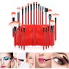 22 Piece Makeup Brush Set; Professional Foundation Eyeshadow Brush Red with Storage Bag for Girls - default