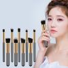 (Black and gold) 10 eye shadow powder eyebrow pencil eyeliner blush foundation concealer makeup brush set - default