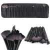 32 professional makeup brush set; facial eye shadow eyeliner foundation blush lip powder liquid cream blending brush (black) - default