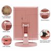 Desktop LED Makeup Three-sided Folding Mirror 2X3X Magnifying Makeup Mirror Dressing Table Mirror Three-fold Mirror With Light - Rose gold