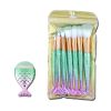 11Pcs Mermaid Makeup Brush Face Eyebrow Lip Eyeliner Brush Green Gold Tool Set - default