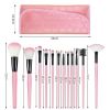 12pcs Pro Makeup Brushes Face Powder Eyebrows Eyeliners Lip Pencil Brush Bag - default