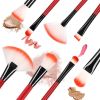 22 Piece Makeup Brush Set; Professional Foundation Eyeshadow Brush Red with Storage Bag for Girls - default