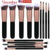 14Pcs Makeup Brushes Cosmetic Contour Foundation Eyebrow Black Gold Useful Tool - default