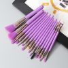 Maange 15Pcs Professional Eyes Makeup Brushes Set Wood Handle Eyeshadow Eyebrow Eyeliner Blending Powder Smudge Brush - Fluorescent purple