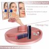 Desktop LED Makeup Three-sided Folding Mirror 2X3X Magnifying Makeup Mirror Dressing Table Mirror Three-fold Mirror With Light - Rose gold