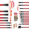 22 Piece Makeup Brush Set; Professional Foundation Eyeshadow Brush Red with Storage Bag for Girls - default