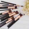 14Pcs Makeup Brushes Cosmetic Contour Foundation Eyebrow Black Gold Useful Tool - default