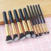 (Black and gold) 10 eye shadow powder eyebrow pencil eyeliner blush foundation concealer makeup brush set - default