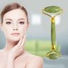 Natural Facial Massager Face Roller Gua Sha Scraper Double Heads Jade Stone Roller Skin Care Rose Quartz Massage for Face Body - Green