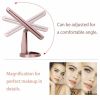 Desktop LED Makeup Three-sided Folding Mirror 2X3X Magnifying Makeup Mirror Dressing Table Mirror Three-fold Mirror With Light - Rose gold