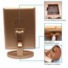 Desktop LED Makeup Three-sided Folding Mirror 2X3X Magnifying Makeup Mirror Dressing Table Mirror Three-fold Mirror With Light - champagne gold