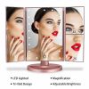 Desktop LED Makeup Three-sided Folding Mirror 2X3X Magnifying Makeup Mirror Dressing Table Mirror Three-fold Mirror With Light - Rose gold