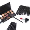 32 professional makeup brush set; facial eye shadow eyeliner foundation blush lip powder liquid cream blending brush (black) - default